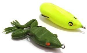 Snag Proof Rubber Green Frot and Yellow Mouse Type Weedless Fishing Lures - Picture 1 of 9