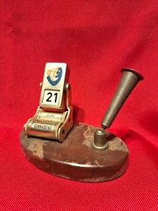 ewiger kalender stifthalter marmor metall werbung vintage rar - Picture 1 of 3