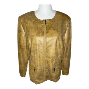 JM Collection Women’s Size 16 Jacket soft-feel Brown Snake Print Zip Long Sleeve - Picture 1 of 6