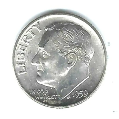 1959-D Denver Silver Brilliant Uncirculated Roosevelt Dime!  - Image 1 of 2