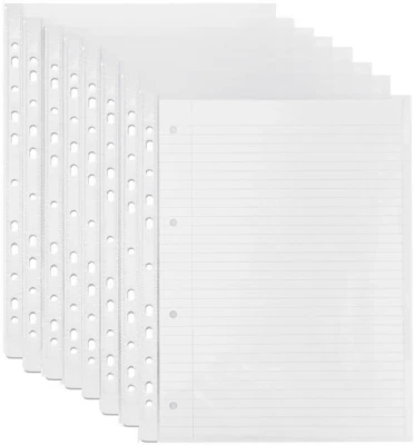 PLG 1000 Clear Poly Sleeves A4 Punched Pockets Document Storage Wallets Paper Filing
