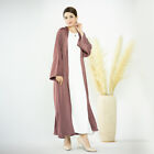 Cardigan satin doux pour femmes face ouverte robe Abaya dinde caftan robe arabe musulmane