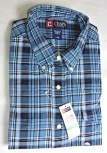CHAPS Herren 100 % Baumwolle blau kariert Knopfleiste Hemd Langarm Neu mit Etikett kostenloser Versand - Bild 1 von 6