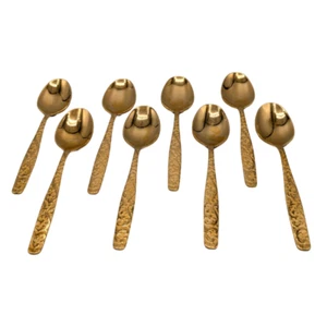 Americana Golden Heritage Flatware Golden Scroll 8 Teaspoons 6" Vintage - Picture 1 of 9