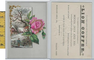 Victorian Card, 1890's, Woolson Spice, Lion Coffee, Rose, Hunter on Bridge - Picture 1 of 1