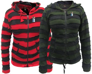 Chaqueta informal hippie con capucha psicodélica boho ligera a rayas de algodón con puntas duendes - Imagen 1 de 12