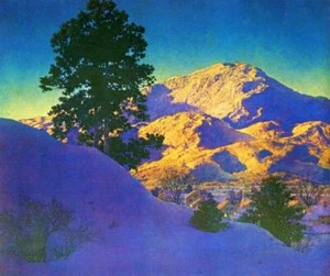 Vista del pueblo en invierno por Maxfield Parrish - Imagen 1 de 1