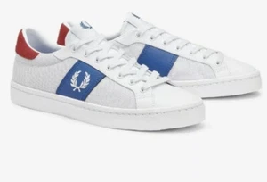 Fred Perry Men's Lawn Leather Mesh Trainers White UK3, UK4, UK5 B6120 - Picture 1 of 8