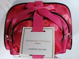 Adrienne Vittadini Studio Kosmetiktaschen 3er Set Rot Rosa Waben Design - Bild 1 von 6