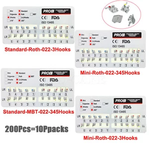 200 piezas PROB Ortodoncia Dental Ortodoncia Metal Brackets Mini/Estándar .022 3/345Gancho - Imagen 1 de 27