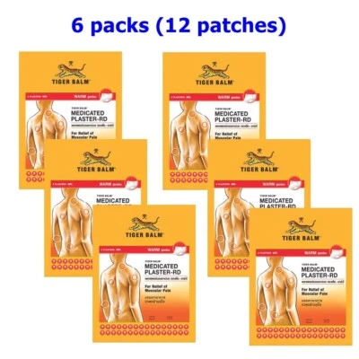 6x Tiger Balm Plastered-RD Large Patch Warm Relief Muscle Pain Neck Back Foto 1 de 4