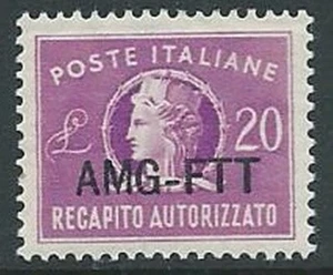 1949-52 TRIESTE A RECAPITO AUTORIZZATO 20 LIRE MNH ** - P19-2 - Picture 1 of 1