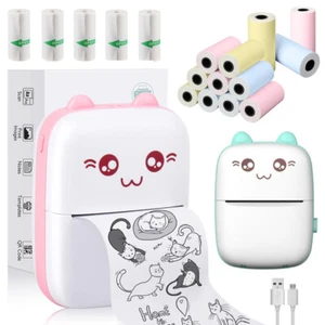 Mini Pocket Thermal Printer Wireless Bluetooth Sticker Photo Label Paper Maker - Picture 1 of 17