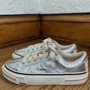 ZARA Silberfolie Schnürschuhe Sneaker Mädchen Größe 37, 5 US  - Bild 1 von 10