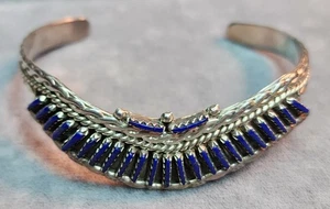 Helen Harrison • Navaho • Petite Point • Sterling & Lapis Bracelet  - Picture 1 of 6