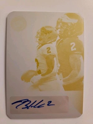 Placa de impresión amarilla Blake Corum premium Press Pass 2024 1/1 Rookie Auto Rams  Foto 1 de 3