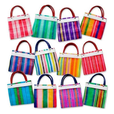 24 Mini Bolsas Mexicanas Mercado 5 Pulgadas por 5 Pulgadas Colores Surtidos Pequeñas Mexicanas Foto 1 de 3