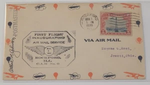 Rockford Illinois 8 de marzo 1930 primer vuelo correo aéreo - Imagen 1 de 2