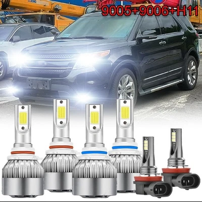 For Ford Explorer 2011 2012 2013 2014 2015 White LED Headlight + Fog Light Bulbs Foto 1 de 4