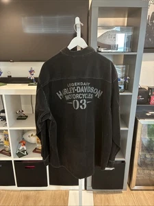 Vintage 90s Western Style Harley Davidson Biker Button Up Corduroy Black Jacket - Picture 1 of 5