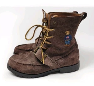 Ralph Lauren Polo Bear Logo Ranger Reverse Suede Brown Boots Men's 9.5 D - Picture 1 of 12