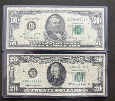 1963 Series $50 And $20 Dollar Federal Reserve Note Circulated. - Image 1 of 2