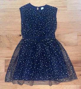 CREWCUTS GIRLS NAVY BLUE & GOLD STAR DRESS SIZE 10 EXCELLENT COND LD3 - Picture 1 of 3