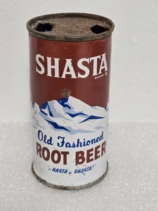 Vintage Hasta Be Shasta Old Fashioned Root Beer 10 oz Flat Top Soda Pop Can - Picture 1 of 6