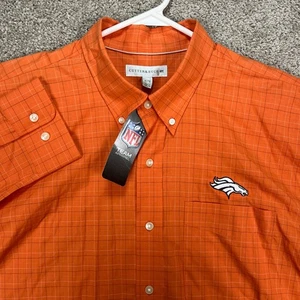 Cutter & Buck Denver Broncos NFL Button Down Shirt Men XL Extra Orange Plaid NEW - Picture 1 of 10
