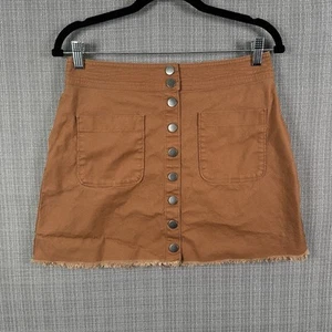Madewell High Waist Snap Skirt Women Size 6 29x15 Burnt Siena Canvas Raw J3992 - Picture 1 of 16