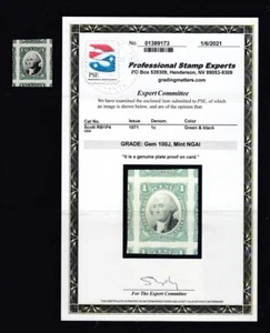 #RB1P4 1c CARD PROOF PSE Cert Graded 100J (Mint NGAI) Nice - Picture 1 of 1