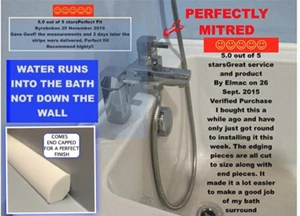KIT DE BORDE DE SELLADO DE BAÑO RELLENO DE HUECO LISTO MITRED CUADRANTE UPVC TAMAÑOS ESPECIALES CORTE - Imagen 1 de 6