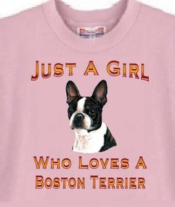 Dog T Shirt Men Women - Just A Girl Who Loves A Boston Terrier - Short Sleeve - Picture 1 of 6