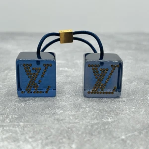 Louis Vuitton Monogram Blue Hair Cubes Rhinestone Pony Tail Hair Tie Accessory - Picture 1 of 11