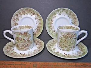 Anne Hathaway Cottage Meakin Ironstone Romantic England 16th Cen Cups Saucers - Picture 1 of 12