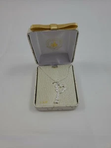 Disney Parks Arribas Necklace Silver Mickey Key w Swarovski Crystals - Picture 1 of 4
