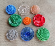 ANTIQUE CZECH GLASS BUTTONS - VINTAGE - ART-DECO - 1920´s-1930´s (9pcs) - E395