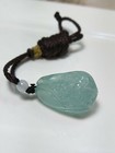 Rare Natural Oil blue Jade Hand-Carved Wealth cabbage pendant with certification