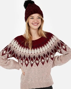 EXPRESS Metallic Aztec Pull Over Sweater Woman, size S, 38 EU, 10 UK RRP 88$ - Picture 1 of 3
