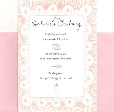 New Sweet Baby Girl Christening Baptism Day Blessing of God Hallmark Card  - Image 1 of 3