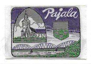 Pajala Norrbotten Provincia Suecia Antiguo Tejido Recuerdo de Viaje Parche Iglesia Puente - Imagen 1 de 1