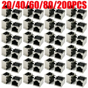 RJ45 Right Angle Network Ethernet 8P8C Female Socket PCB Solder Connectors USA - Picture 1 of 15