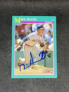 Mike Heath Detroit Tigers 1991 Score Signed Auto Card #112 ~ COA - Imagen 1 de 3