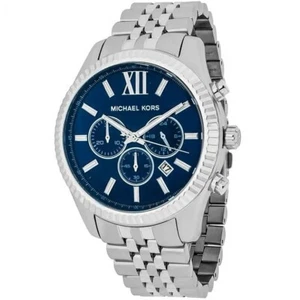 New Michael Kors MK8280 Lexington Chronograph Navy Dial Silver Tone Men's Watch - Picture 1 of 3