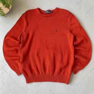 Polo Ralph Lauren Preppy Knit Cotton Pullover Sweater Orange Size M - Picture 1 of 6