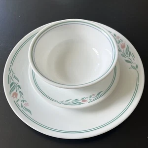 Set di 3 Piatti da Corning Corelle Rosemarie vintage 1 Cena 1 Lato 1 Ciotola Cereali - Foto 1 di 9