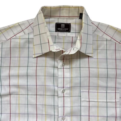 Винтажная мужская рубашка Givenchy Monsieur размер Large с длинным рукавом в клетку на пуговицах - Изображение 1 из 4