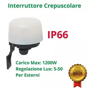 Interruttore Crepuscolare da Esterno 220v Sensore per Lampade Led Regolabile - Afbeelding 1 van 6