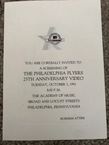 Philadelphia Flyers 1991-Invitation - 25th Anniversary Video Screening Party - Picture 1 of 3