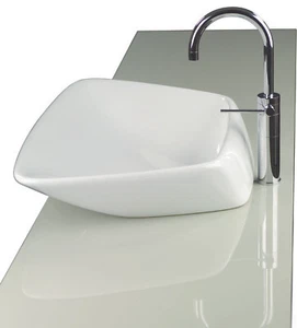 Manufaktur-Keramik Aufsatz-Waschtisch Waschbecken glasiert weiß Fachhandelsware  - Bild 1 von 2